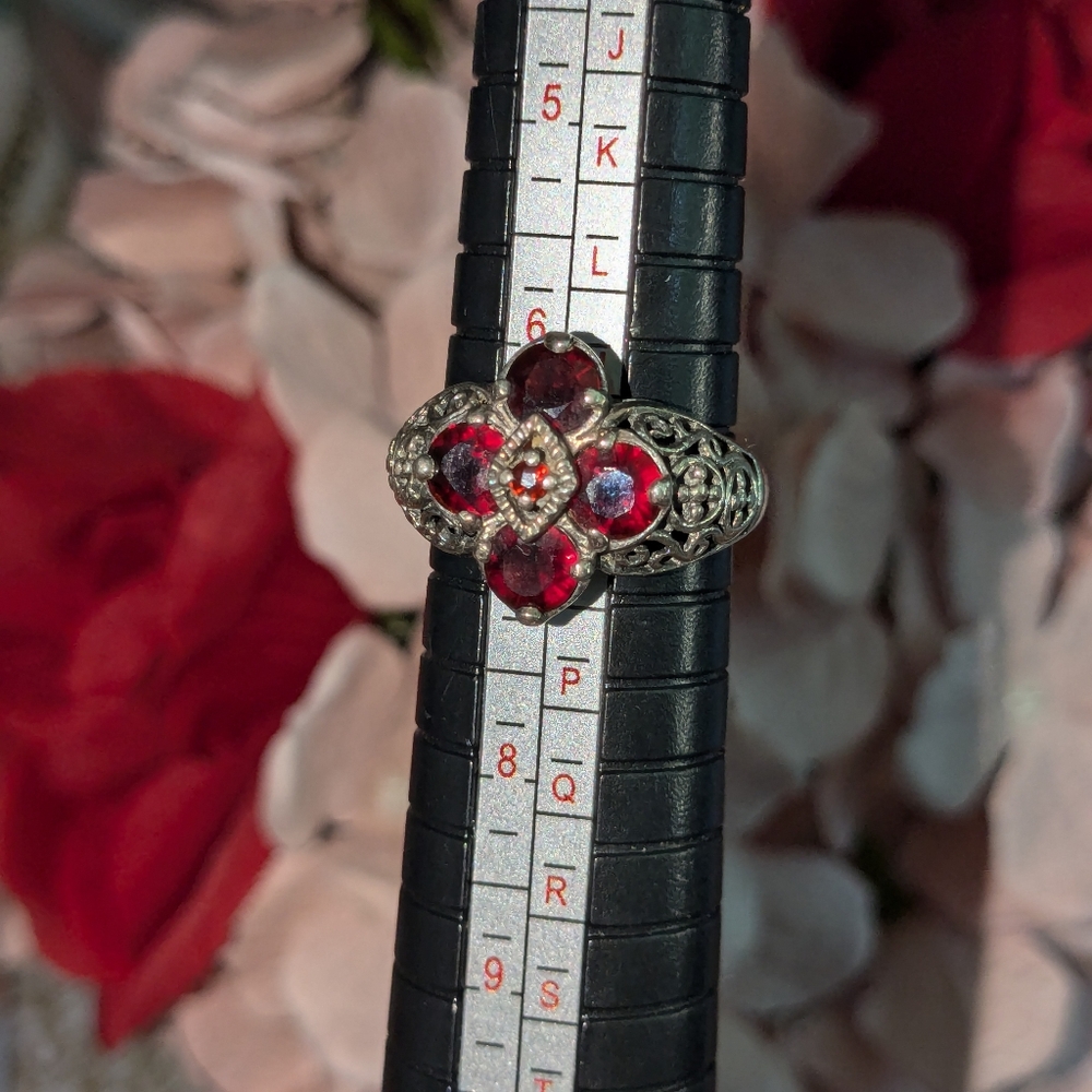 Vintage Designer CNA Garnet Sterling Silver Ring - Picture 12 of 13